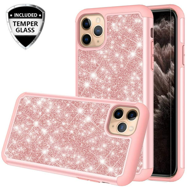 Iphone 11 Pro Max Case Cute Girls Women W Tempered Glass Screen Protector Heavy Duty Protective Phone Cover Case For Nbsp Apple Iphone 11 Pro Max Glitter Rose Gold Walmart Com Walmart Com