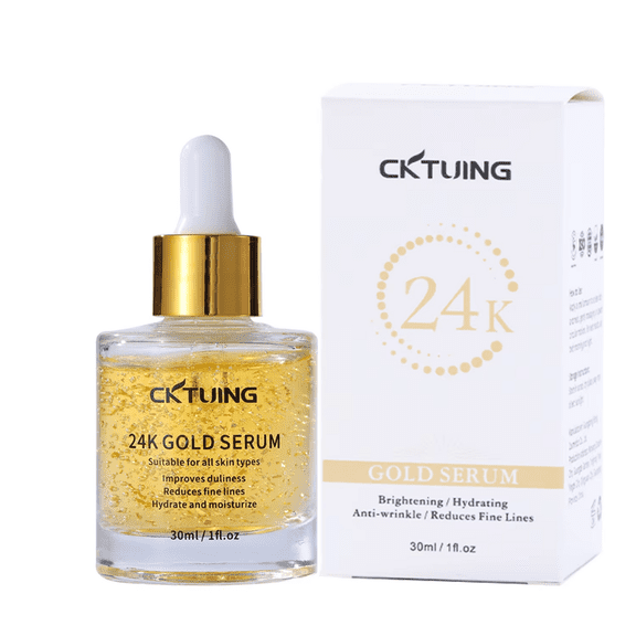 24K Gold Serum for Face - Premium Anti-Aging Treatment with Real Gold Flakes, Hyaluronic Acid & Vitamin E - Brightening, Hydrating & Wrinkle Reduction - 30 ml