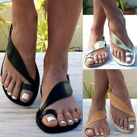 Women's Ankle Flats Sandals Summer Beach Canvas Casual Open Toe (Best Sandals For Sweaty Feet)