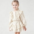 thumbnail image 2 of Gaexia Girls Elegant Outfit Flowy Sleeve Lace Skirt Soft Fabric Daily Casual Wear Two Piece Set, 2 of 6