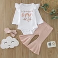 thumbnail image 2 of Durtebeua 3pcs Newborn Baby Girls Long Pants Set 6M 9M 12M 18M 24M Long Sleeve Ribbed Snap Romper Tops Floral Trousers Z01-Pink,12-18 Months, 2 of 7