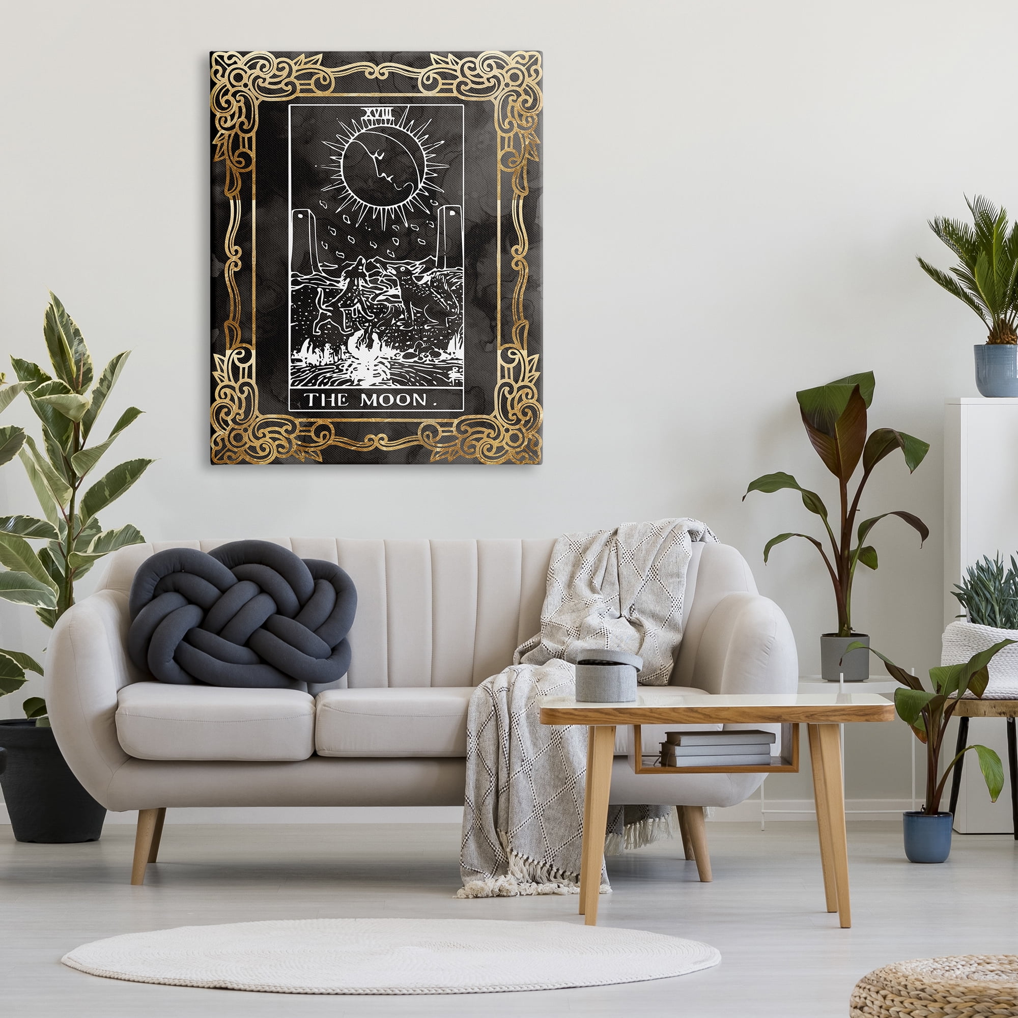 Stupell Industries Patterned Moon Tarot Landscape Painting Gallery Wrapped Canvas Art Print Wall Art, 36 x 48