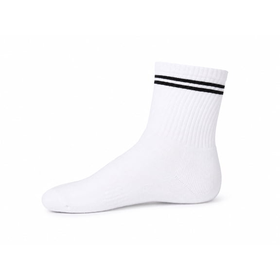 Qorux 3 Pairs Cotton Crew Semi Cushion Tennis Socks, Unisex Athletic Cushioned Socks for Men & Women, Soft Breathable Everyday Sports Socks Unisex Small