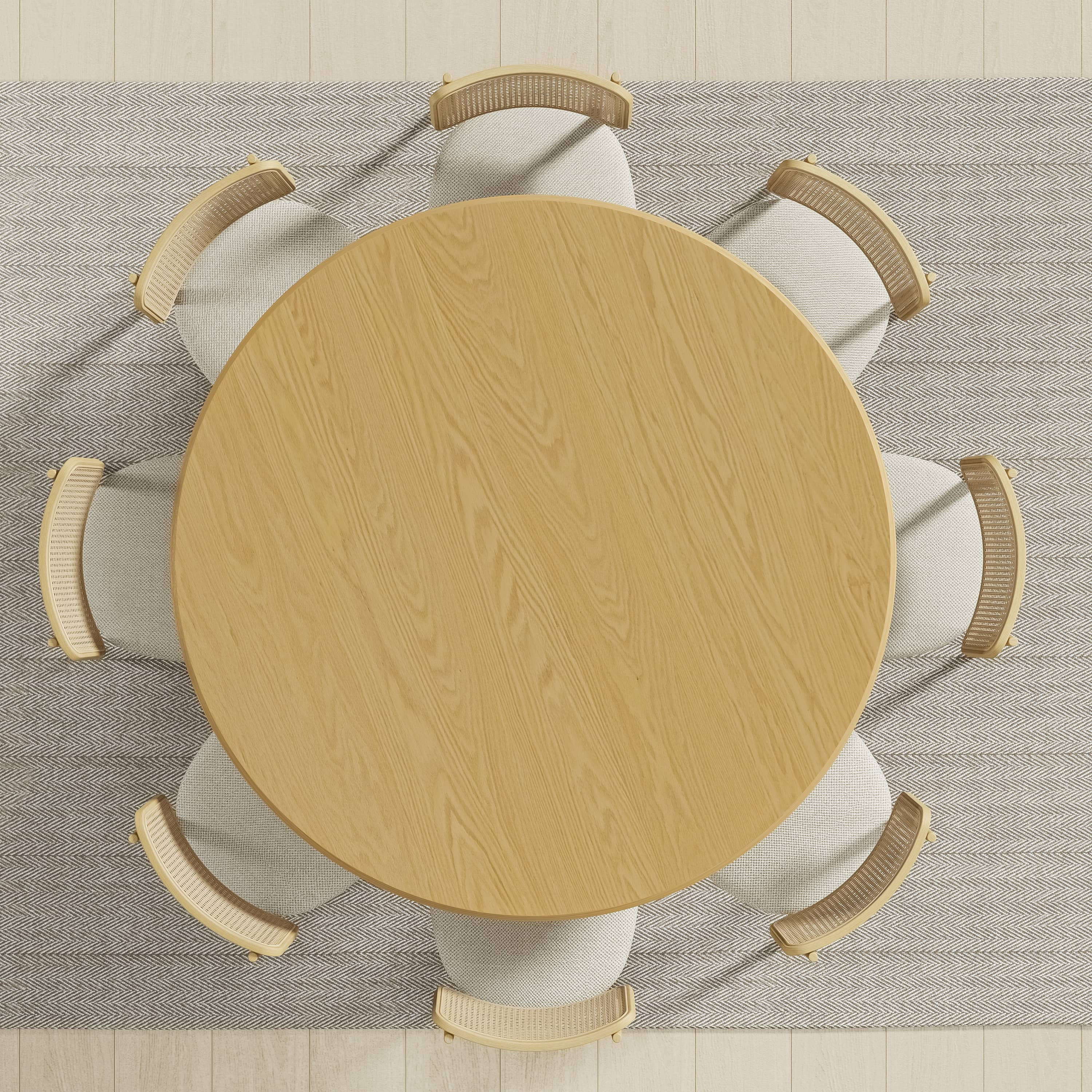 MAYEERTY 60" Round Dining Tables, Mid-Century Dining Table for Dining Room Kitchen, Natural Wood