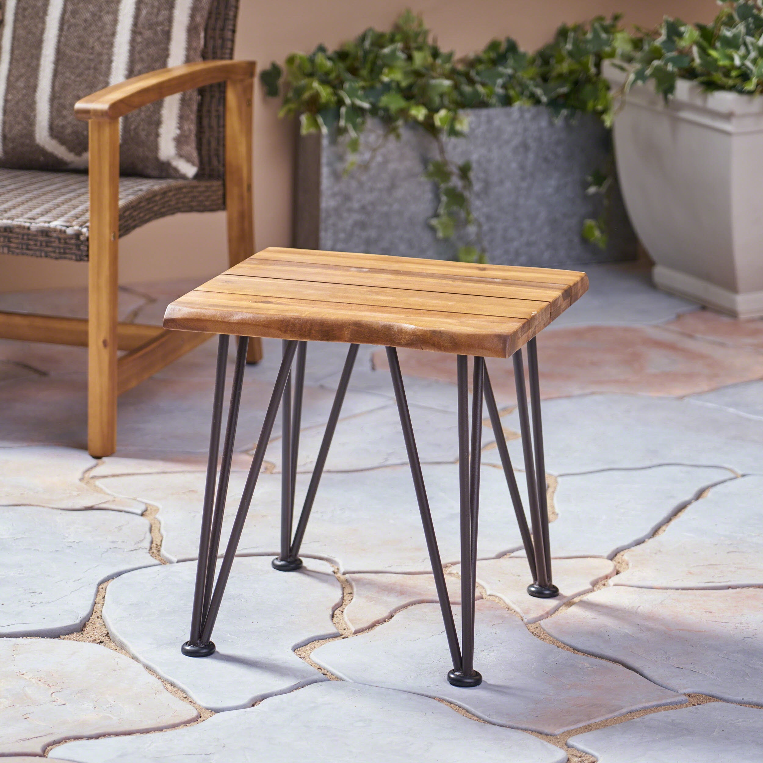 Industrial Wood And Metal Accent Table