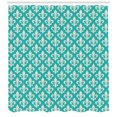thumbnail image 3 of Fleur de Lis Shower Curtain, Classic Fleur de Lis Motif with Victorian Rococo Style Artsy Effects, Fabric Bathroom Set with Hooks, 69W X 84L Inches Extra Long, Turquoise and Beige, by Ambesonne, 3 of 3