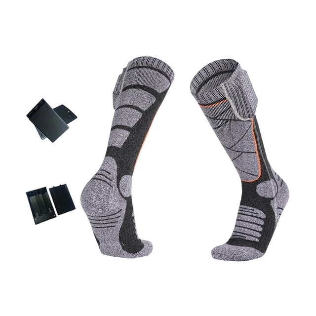 Calcetines térmicos con calefacción y nanocompuesto para botas, calcetines eléctricos hasta la , calcetines de esquí, tejido elástico mejorado gris