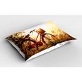 thumbnail image 2 of Ambesonne Retro Pillow Sham 2 Pack, Bike in Sepia Tones Rural, 26"x20", Red Orange Yellow, 2 of 3
