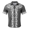 thumbnail image 4 of Western Cowboy Print Short Sleeve Button Down Shirts for Men Casual Camp Shirt Classic Yoke Design Grey XXL, 4 of 4
