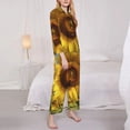 thumbnail image 3 of Daiia Sky Golden Sunflower Field A for Women's Long-Sleeved Pajama Set – Soft & Comfortable Sleepwear Button-Up Pajamas Cozy Lounge Wear-XX-Large, 3 of 7