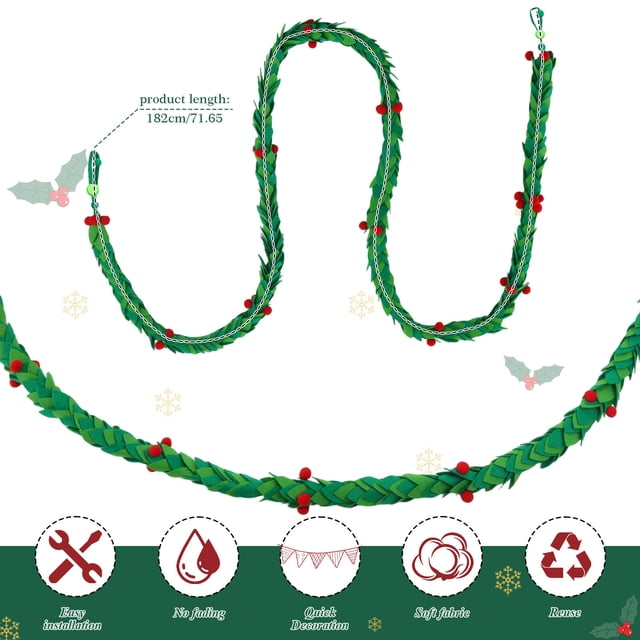 Felts Berry and Pines Rope Swags Realistic Christmas Garland for Window Door Or Mantel Display - 36 in Red and Green Hanging Swag with Flexible Core and Reusable Design