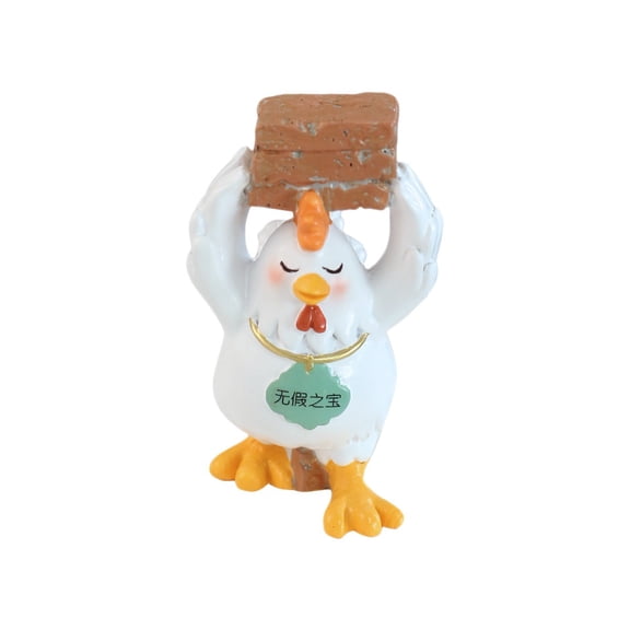 WUJGXI Cute Brick Laying Chicken Decorative Figurine For Home Desk Ornament