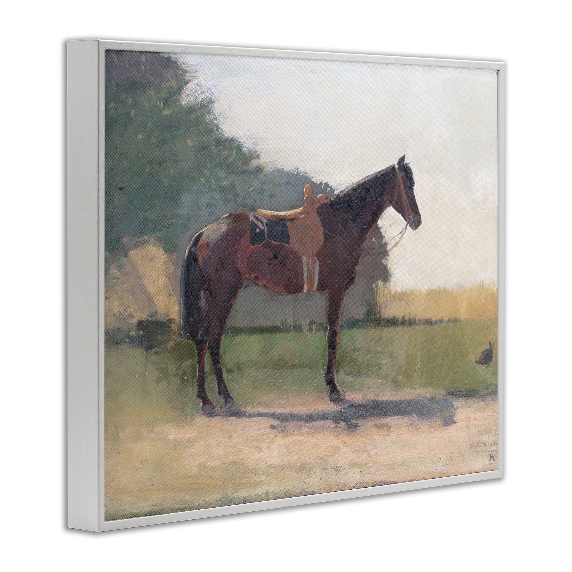 Stupell Industries Saddled Horse in Farm Yard White Framed Giclee Art, design by Stellar Design Studio