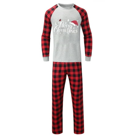 

TAIAOJING Men Dad Christmas Letter Print Long Sleeve Tops And Pants 2PC Set Outfirs Family Matching Pajamas Sleepwear Clothes Pjs Matching Sets Loungewear Outfits