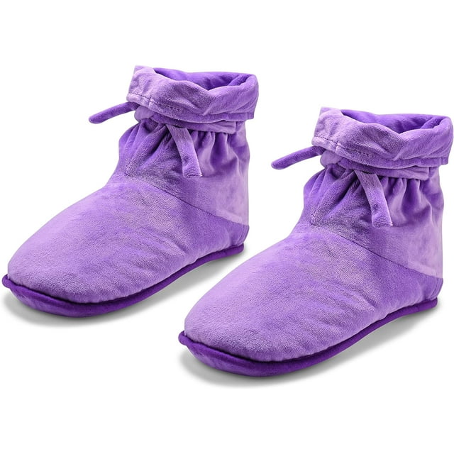 Heated Therapy Slippers for Foot Pain Relief - Microwavable Cozy Foot Booties with 360° Heating Technology, Premium Quilted Beads, Adjustable Straps - One Size Fits All