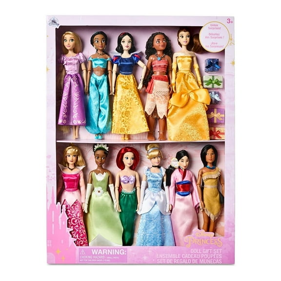 Disney Princess Classic Doll Gift Set, 11-inches Dolls, Accessories with Molded Details, Fully Posable Toy, Classic Outfit Princess Toys for Girls, 11 Dolls Pack