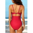 thumbnail image 5 of Women's Scallop Trim One Piece Swimsuit Sexy Cutout Bathing Suit Tummy Control Slim Monkini, 5 of 5