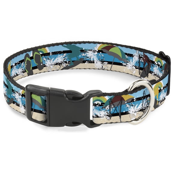 Buckle-Down Pet Collar, Dog Collar Plastic Buckle, Beach Scene , 7 to 8.5 Inches 0.5 Inch Wide