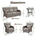 thumbnail image 4 of OPOHORO Outdoor 6 Pieces Conversation Set, Brown Wicker Sofa, with Swivel Chairs, Lounge Chairs and Side Table, Patio Furniture Set with 5" Thick Cushion Ideal for Porch and Deck, Gray, 4 of 13