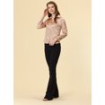 thumbnail image 4 of Allegra K Blusa De Satén Con Cuello En V Para Mujer, Manga Larga, Con Botones, Para Trabajo Y Oficina Marrón dorado M, 4 of 4
