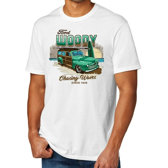 Woody Chasing Waves Men's TriBlend Tee Shirt, Large White