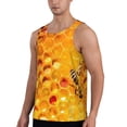 thumbnail image 2 of Gukieu Bees on Hive Honeycomb Print Men's Quick Dry Fitness Vest, Round Neck Sleeveless Fitness Bodybuilding Top-Small, 2 of 7