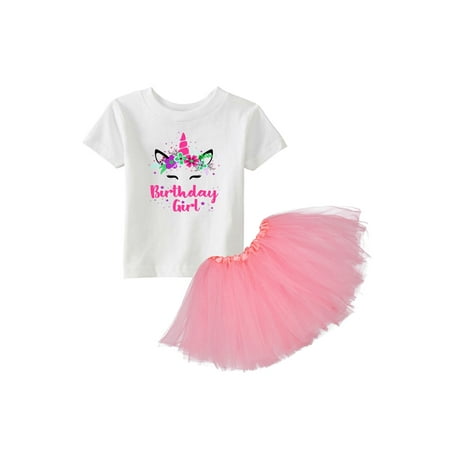 Awkward Styles Birthday Cute Unicorn Tutu Skirt & Shirt (Girl's), 2-Piece Set, Sizes 4T-9