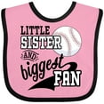 thumbnail image 3 of Inktastic Little Sister and Biggest Baseball Fan Girls Baby Bib, 3 of 4