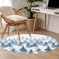 thumbnail image 4 of Blue Forest Round Area Rug 3.3 FT, Non Slip Small Entryway Kitchen Mat, Contemporary Silhouette Abstract Art Washable Soft Circular Rug Non-Shedding Door Mat for Bathroom Playroom Kids Room, 4 of 9