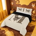 thumbnail image 2 of meiyoeat bow Monogram M Print Full Size Comforter Sets,Fashion Leopard Print Bedding Comforter Set,Black Reversible,3 Pieces,1 Comforter and 2 Pillowcases, 2 of 7