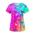 thumbnail image 3 of Camisa con cuello en V para mujer, top exfoliante de uniforme de enfermera, uniforme de trabajo de enfermera de manga corta, top exfoliante Vistoso, 3 of 8