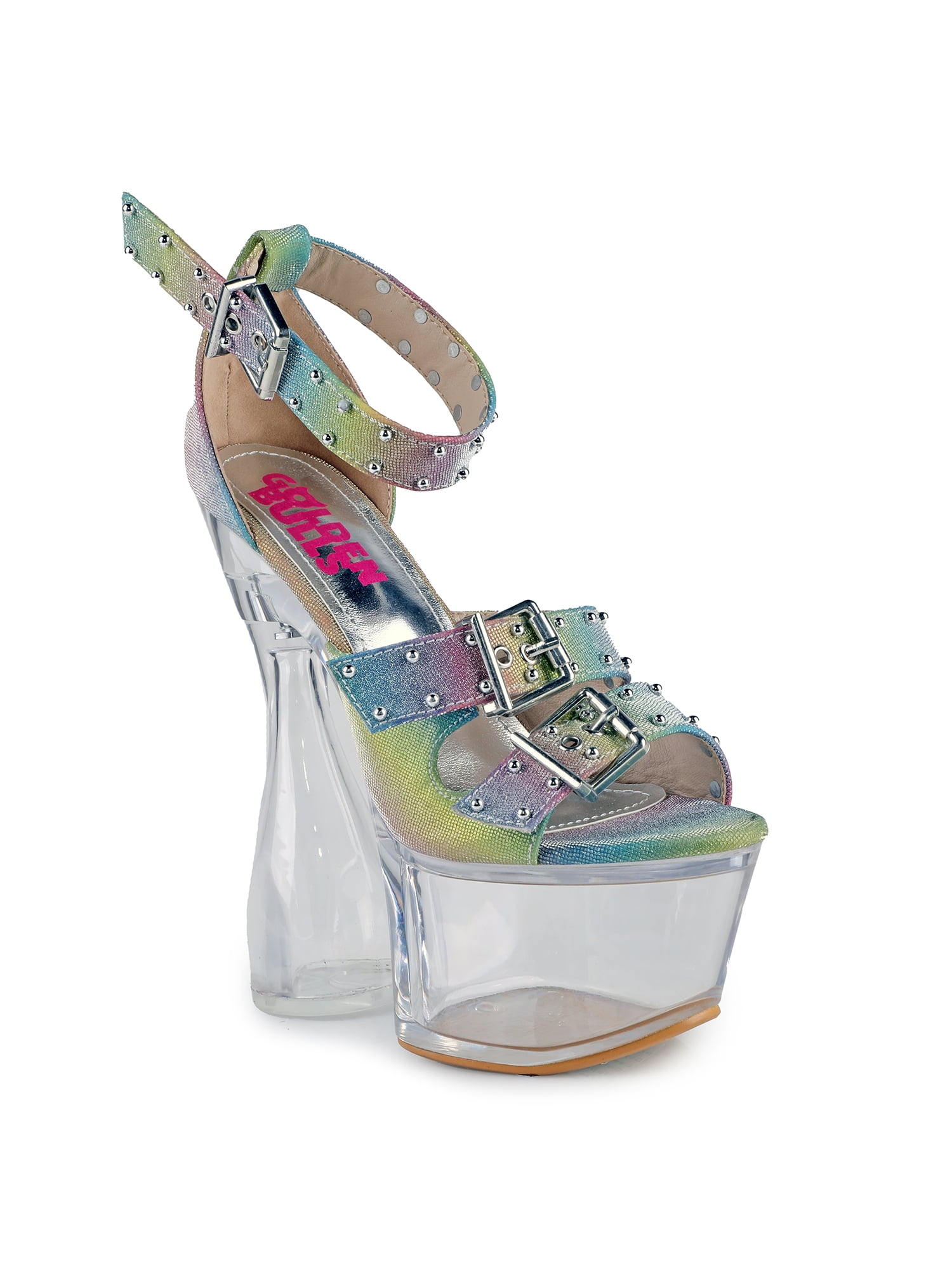 Golden Bulls Detux-01 Buckle Clear PVC Platfrom Heel in Multi