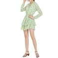 thumbnail image 6 of INSPIRE CHIC Women's Floral Printed Smocked Waist V Neck Long Sleeve Chiffon Dresses L Green, 6 of 7