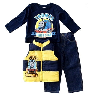 Thomas the Train Little Boys' Toddler 3 Piece Vest Set True Blue Thomas 4T