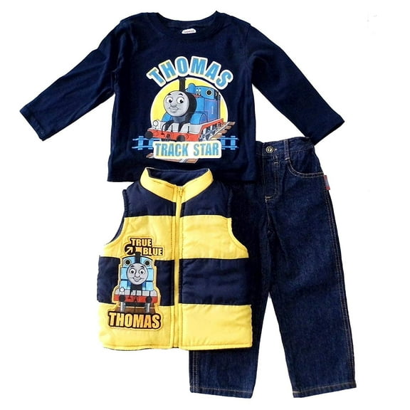 Thomas the Train Little Boys' Toddler 3 Piece Vest Set True Blue Thomas 4T