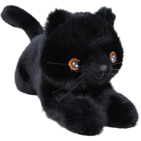 Cute Black Cat Plush Stuffed Animal, Soft Kitten Pillow Toy for Kids, 9 Inch Fluffy Black Cat Plushie with PP Cotton Filling, Perfect for Bedtime, Play Time, and Gifts