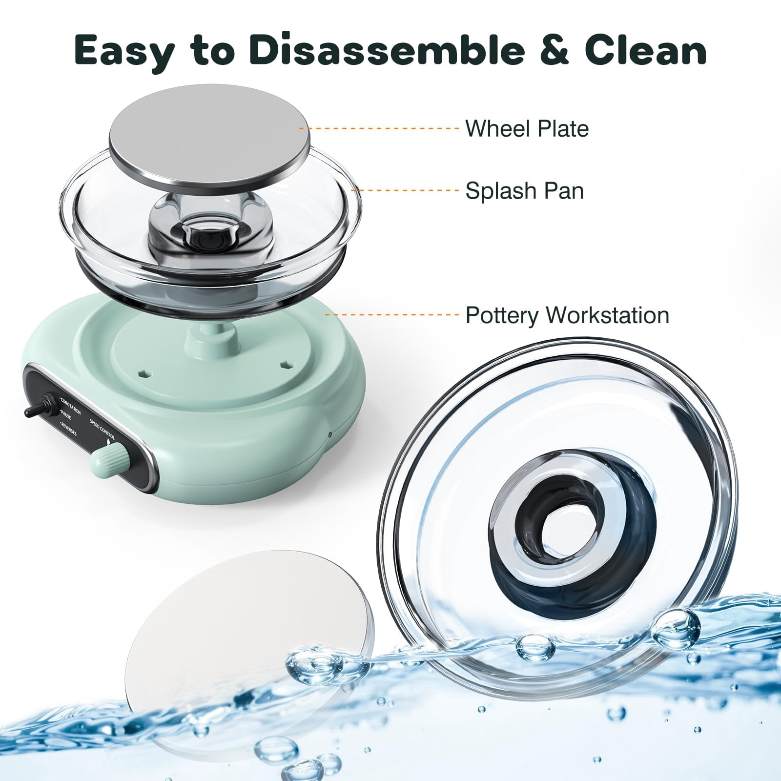 Mini Pottery Wheel Kit - 4.7" Turntable Electric Clay Wheel with Foot Pedal, Adjustable Speed Ceramic Making Machine with 8 Pottery Shaping Tools, Craft Kits for Kids
