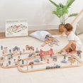 thumbnail image 1 of Circuito de tren de madera Comfy Cubs de 100 piezas para niños pequeños, 1 of 8