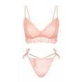 thumbnail image 1 of Varsbaby Lace Thin Adjustable Strap Bra Unpadded Cute Triangle Bra Set for Women, 1 of 5