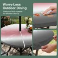thumbnail image 5 of Round Outdoor Tablecloth with Umbrella Hole and Zipper, Ombre Grey Pink Tablecloth with Elastic Waterproof, Modern Abstract Art Gradient Patio Table Covers for 45" - 54" Picnic Pool Tables, 5 of 9