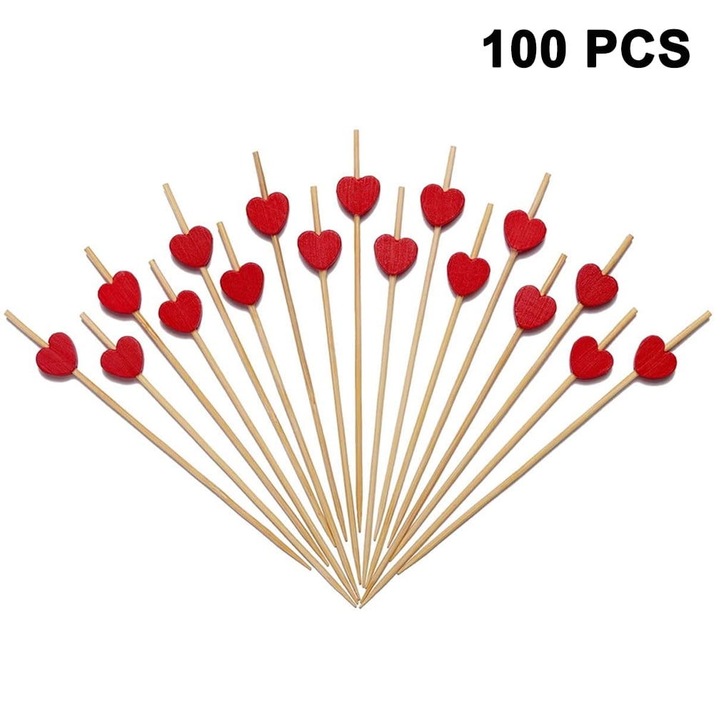Fenteer Pack of 100 Multi Handmade Natural Bamboo Cocktail Sticks Eco-Friendly Appetizer Skewers for Cocktail Appetizers Fruits Dessert