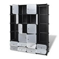 thumbnail image 3 of vidaXL Modular Storage Wardrobe Black Plastic and Steel Wire 16-Door 18-Shelf, 3 of 7