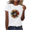 thumbnail image 2 of Mifsaly Cotton T Shirts Women Sunflower Usa Flag Print Independence Day T-Shirt Summer Holidays Patriotic Everyday Work Tops XL, 2 of 6