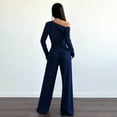 thumbnail image 5 of Huankd Spring Two Piece Sets for Women 2026 Off Shoulder Tops Long Pants Knit Matching Lounge Set Airport Travel Outfits Navy 2XL, 5 of 5