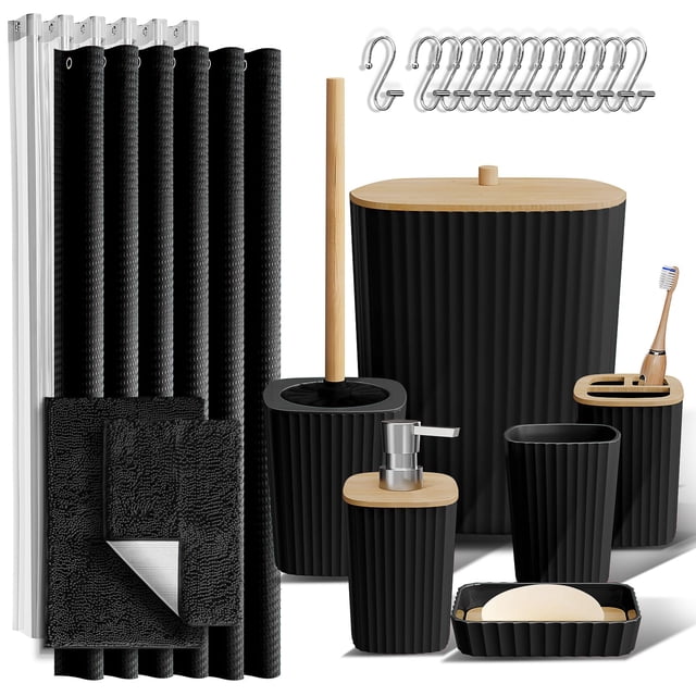 Set de accesorios de baño Clara Clark, 22 piezas, con cortina de ducha
