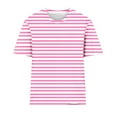 thumbnail image 4 of ABATAB Womens Short Sleeve Tops Trendy Striped Basic Loose Fit Tee Color Block Crewneck Summer Casual T Shirts, 4 of 4