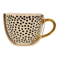 thumbnail image 1 of Taza Thyme & Table de Cerámica con Asa Dorada Diseño de Puntos Pequeños Negros 473 ml Blanco, 1 of 4