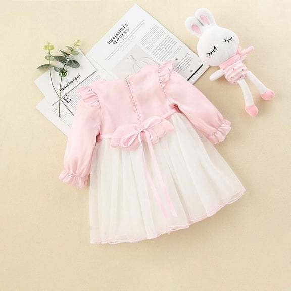 CradlePlanet Long Sleeve Baby Toddler Girls Chiffon Birthday, Wedding, BabyShower Gift Dress