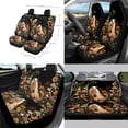 thumbnail image 2 of Renewold 14 PCS Car Seat Cover Set, with Steering Wheel Seat Belt Strap Armrest Cover Cup Holder Trash Bag Gear Shift Knob Cover Set Rear View Mirror Protector, Brown Horse Floral, 2 of 7