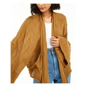 FREE PEOPLE Womens Brown Frayed Hem Long Sleeve Open Cardigan Top Size: XS\S